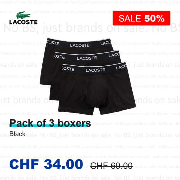 Lacoste Pack de 3 boxers Noir