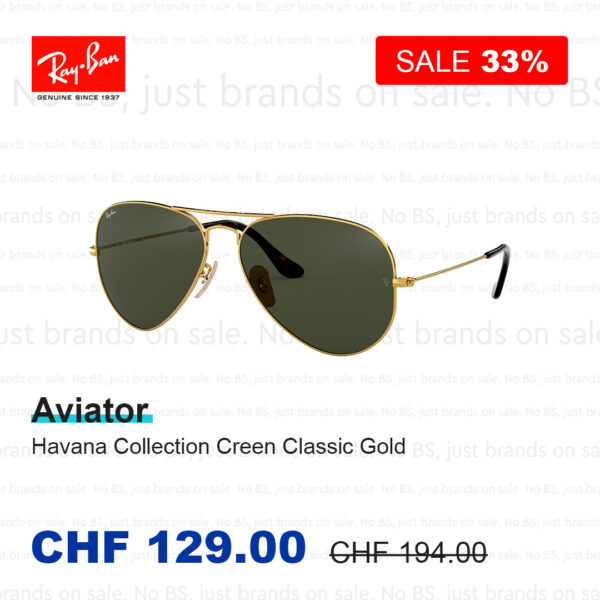Ray Ban Aviator Havana Collection Creen Classic Gold