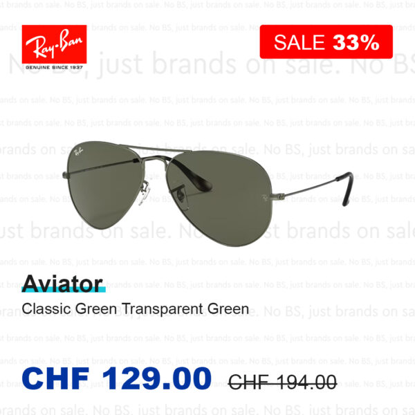Lunette de soleil Ray-Ban Aviator Classic Green Classic Transparent Green