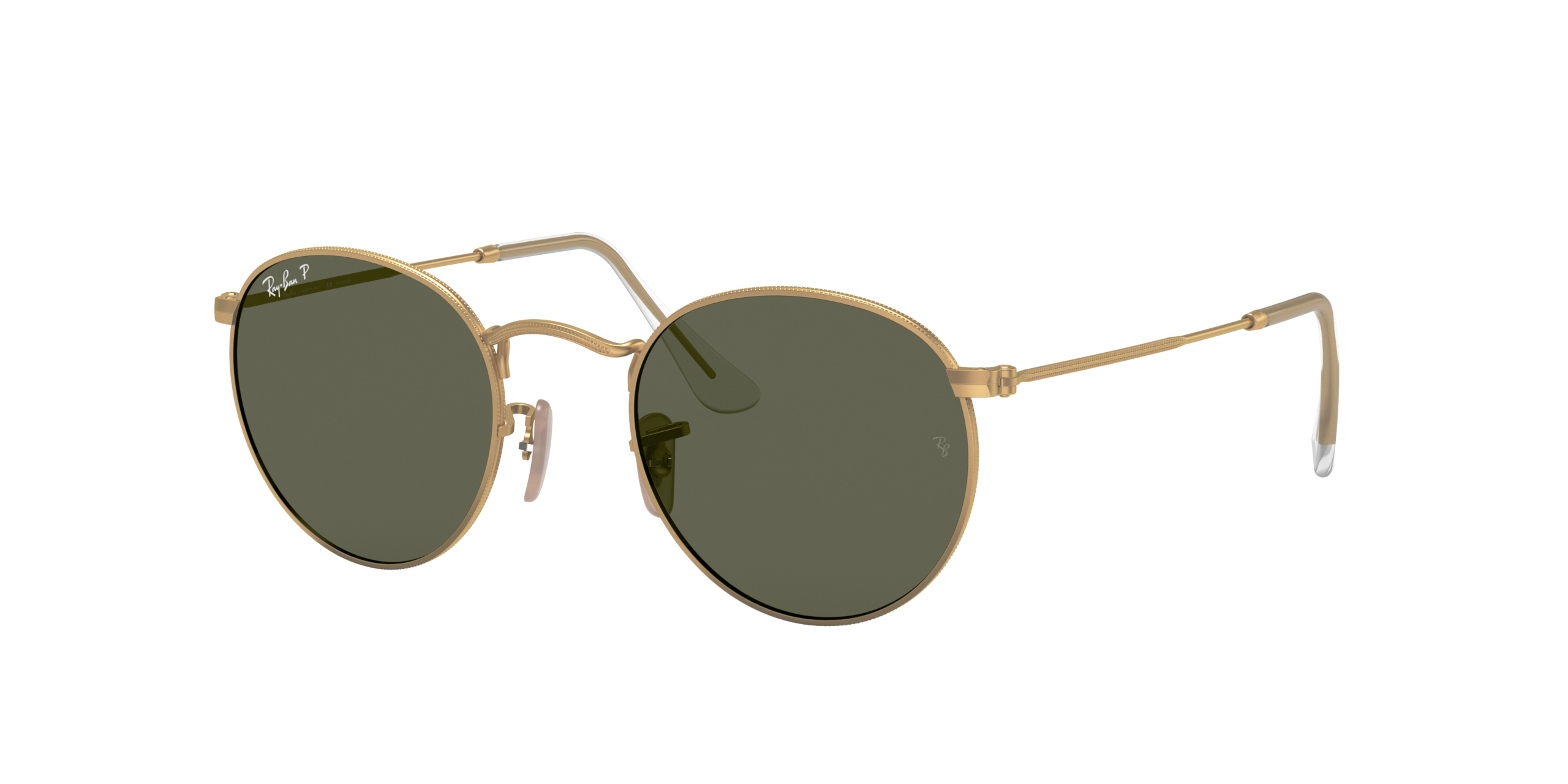 Lunette de soleil Ray Ban Round Metal Polarized Green Classic Gold