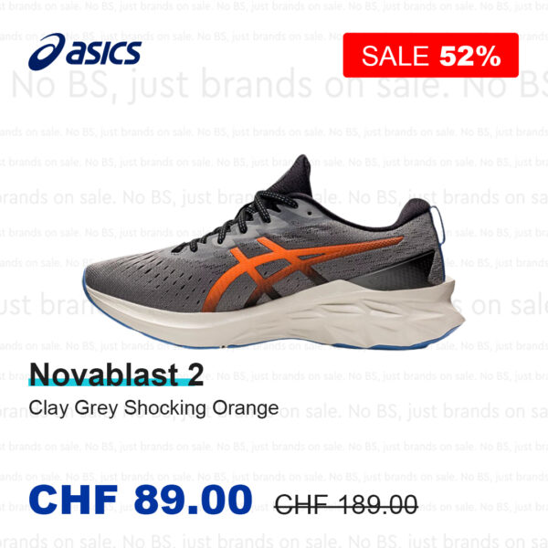 Asics Novablast 2 Clay Grey Shocking Orange
