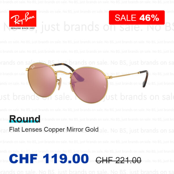 Ray Ban Round Flat Lenses Copper Mirror Gold