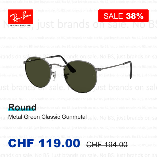 Ray Ban Round Metal Green Classic Gold