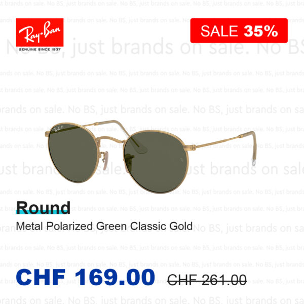 Lunette de soleil Ray-Ban Round Metal Polarized Green Classic Gold