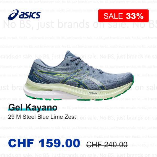 Chaussures Asics Gel Kayano 29 M Steel Blue Lime Zest