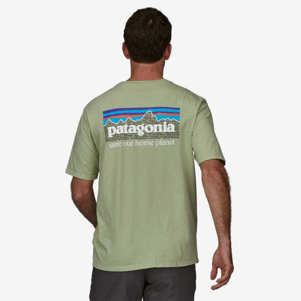 T Shirt Patagonia Mens P6 Mission Organic T Shirt Salvia Green