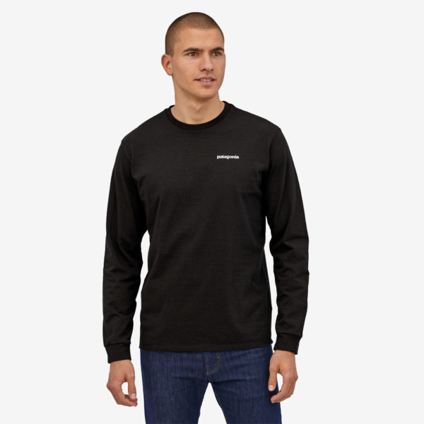 Shirt Patagonia Mens Long-Sleeved P6 Logo Responsibili Tee Black