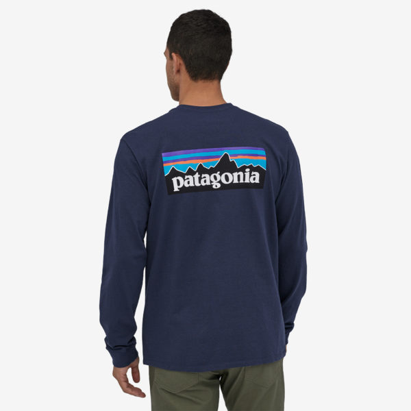 Shirt Patagonia Mens Long-Sleeved P6 Logo Responsibili Tee Classic Navy