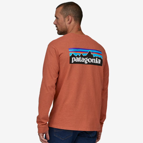 Pull Patagonia Mens Long-Sleeved P6 Logo Responsibili Tee Quartz Coral