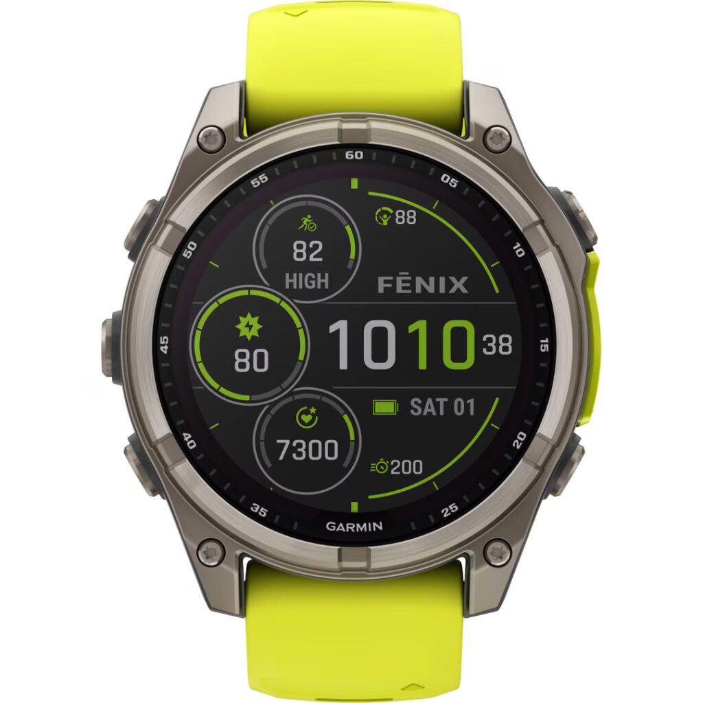 Smartwatch Garmin fenix 8 Solar Sapphire Titanium gris jaune 51mm